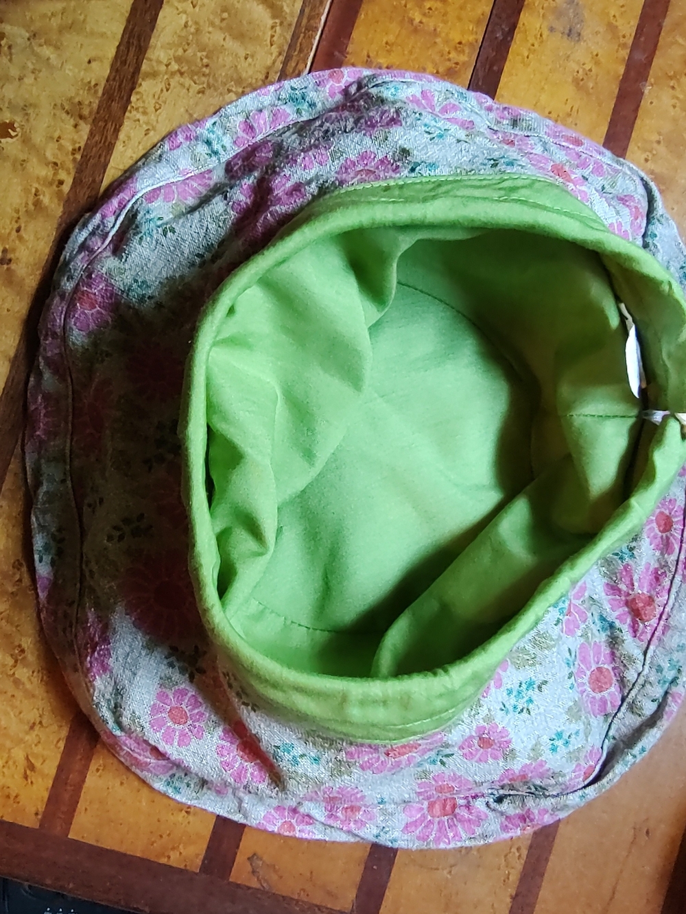 Sunny Day Bucket Hat Crushable Pink Daisy Floral Sun Hat with Green Leaf Accents - Picture 4 of 8